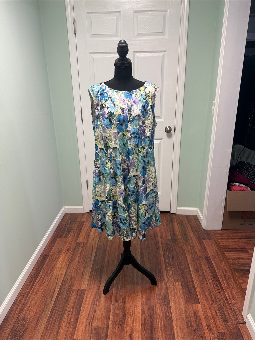 Roz & Ali Floral Midi Dress in Blue, Green & Purple